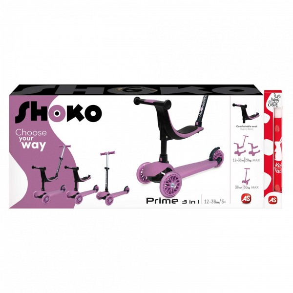 SHOKO SCOOTER PREMIUM 3 IN 1 ΡΟΖ (ΚΙΝΑ)
