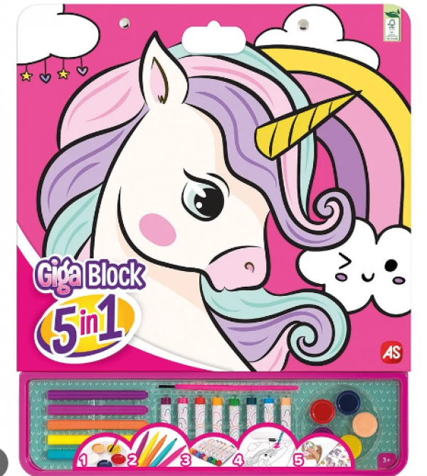 ΣΕΤ ΖΩΓΡΑΦΙΚΗΣ GIGA BLOCK 5 IN 1 FANTASY DREAMS UNICORNS (ΚΙΝΑ)