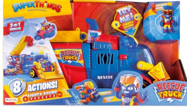 SUPERTHINGS ΟΧΗΜΑ ΜΕ ΦΩΤΑ &ΗΧΟΥΣ 2ΣΕ1 RESCUE TRUCK (ΚΙΝΑ)