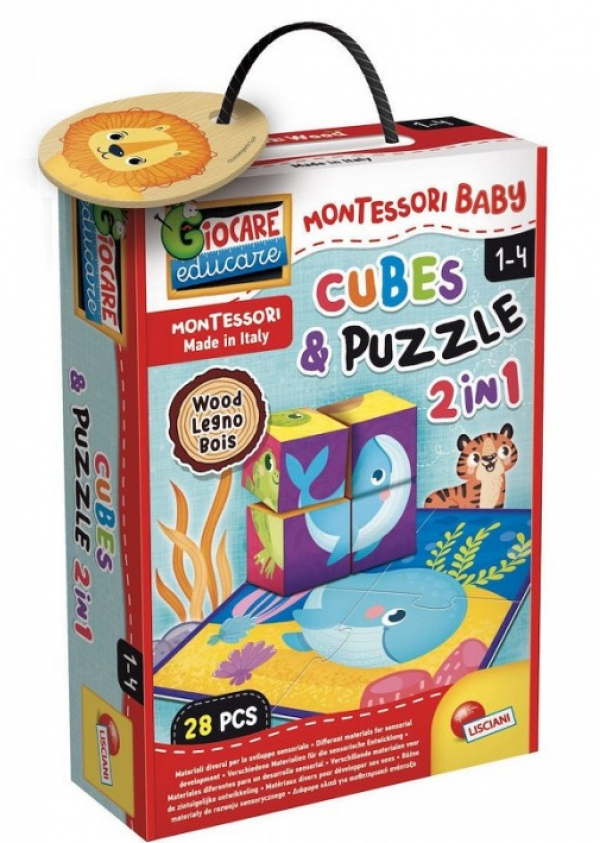 MONTESSORI BABY WOOD CUBES AND PUZZLE 2 IN 1