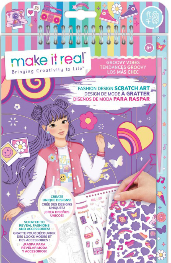 MAKE IT REAL FASHION DESIGN SKETCHBOOK SCRATCH ART GROOVY VIBES (KINA)