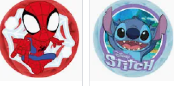 LIGHT UP BALL 100mm SPIDEY,GABBY & STITCH,DISPLAY 24ΤΕΜ.(KINA)