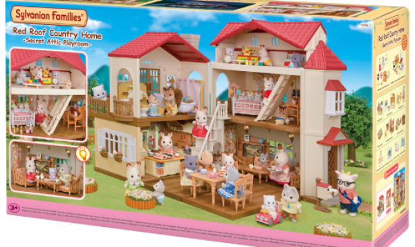SYLVANIAN ΑΓΡΟΙΚΙΑ ΜΕ ΚΟΚΚΙΝΗ ΣΚΕΠΗ-ΚΡΥΦΟ ΔΩΜΑΤΙΟ ΠΑΙΧΝΙΔΙΟΥ ΣΤΗ ΣΟΦΙΤΑ