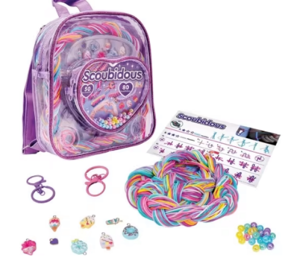 HAPPIHOBBI SCOUBIDOUS ΣΑΚΙΔΙΟ ΠΛΑΤΗΣ ΜΕ 80 SCOUBIDOUS & ΑΞΕΣΟΥΑΡ (ΚΙΝΑ)