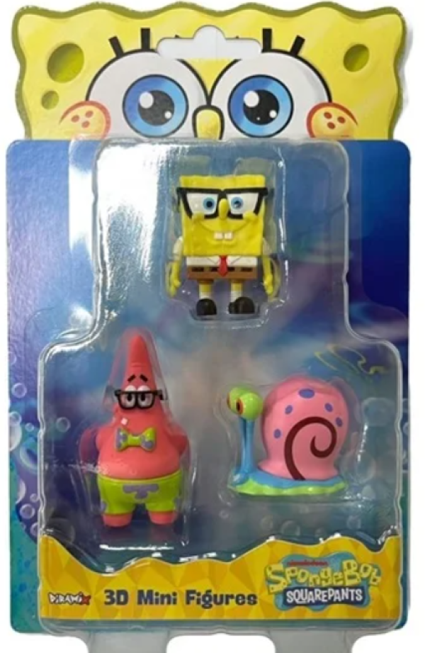 SPONGE BOB MOVIE 3D MINI FIGURES 3 PACK (KINA)