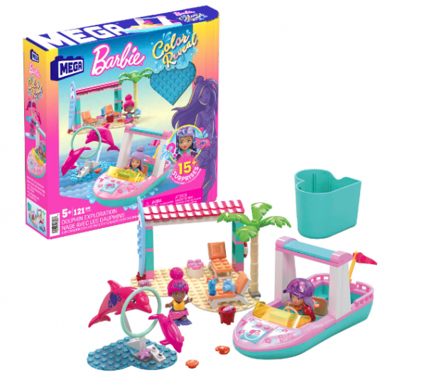 M.BLOKS MEGA  BARBIE CLR RVL-ΣΚΑΦΟΣ ΜΕ ΦΙΓ.,ΔΕΛΦΙΝΙΑ & ΑΞΕΣΟΥΑΡ