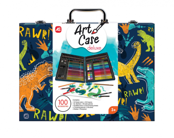 Κασετίνα Ζωγραφικής Ξύλινη Deluxe Δεινόσαυρος Με 100 Αξεσουάρ