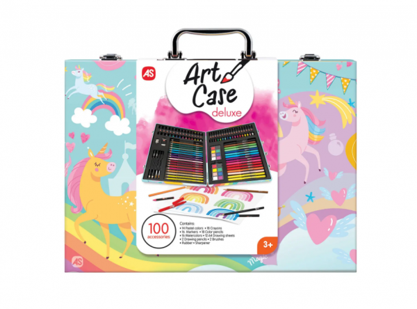 Κασετίνα Ζωγραφικής Ξύλινη Deluxe Μονόκερος Με 100 Αξεσουάρ