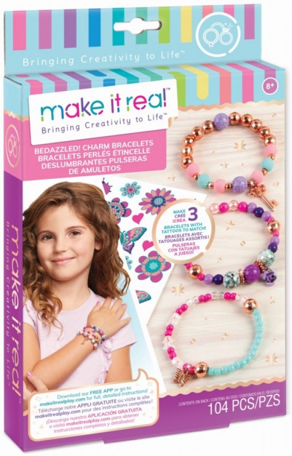 MAKE IT REAL BEDAZZLED CHARM BRACELETS BLOOMING CREATIVITY